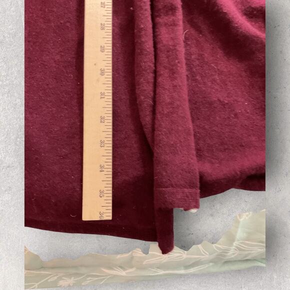 Eileen Fisher 100% Cashmere Cardigan L Burgundy Red Open Front Luxe Sweater - Picture 7 of 10